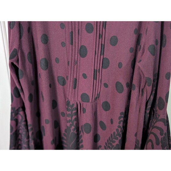 NWT Reborn Tunic Dress Plus 3x Maroon Black Damask Boho Stretchy Flounce Sleeves - Picture 9 of 14